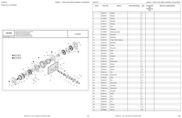 Manitou Telehandler MHT X 10230 ST3A S1 MINING 129M Parts Catalog 648895 1