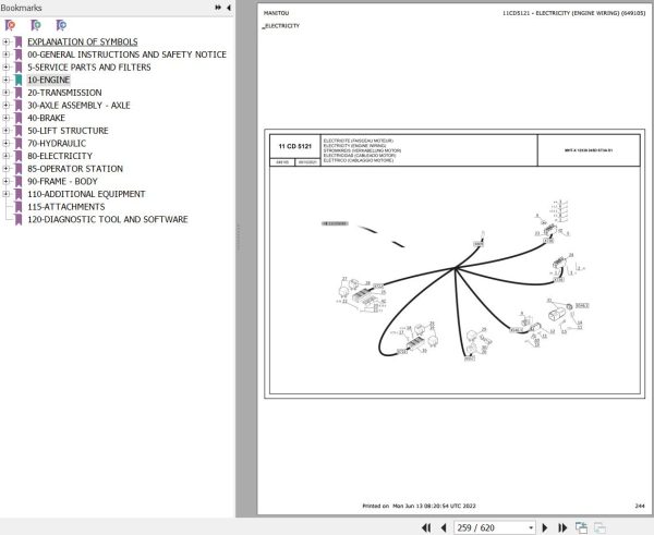 Manitou Telehandler MHT X 12330 245D ST3A S1 Parts Catalog 649105
