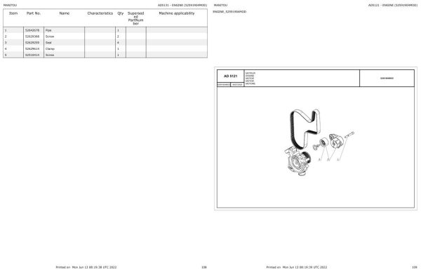 Manitou Telehandler MHT X 12330 245D ST3A S1 Parts Catalog 649105 1