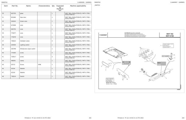 Manitou Telehandler MHT X 780 L EVOLUTION E3 Parts Catalog 648585 1