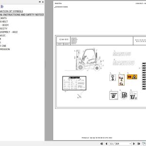 Manitou Telehandler MI 15 G Parts Catalog 647377