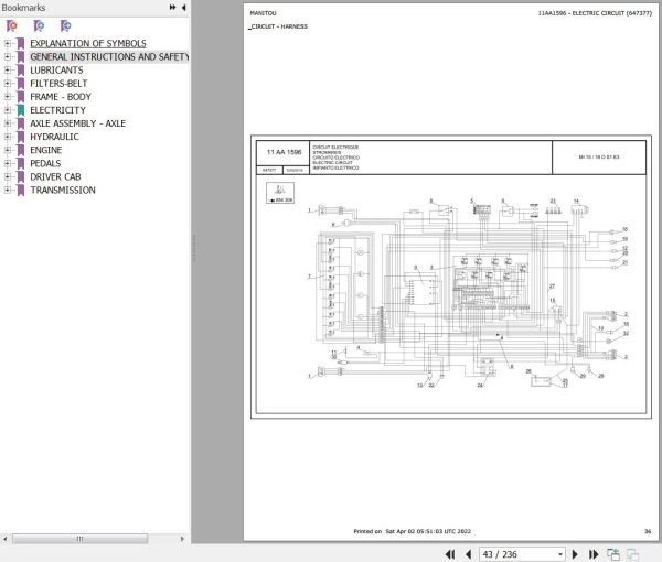 Manitou Telehandler MI 18 D Parts Catalog 647377