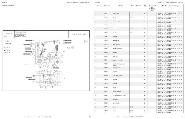 Manitou Telehandler MI 20 D Parts Catalog 647377 1