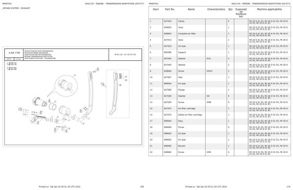 Manitou Telehandler MI 35 D Parts Catalog 647377 1