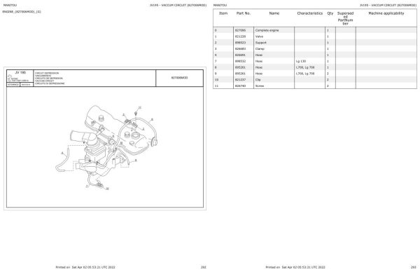 Manitou Telehandler MI 35 G Parts Catalog 647377 1
