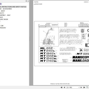 Manitou Telehandler ML 635 TURBO S3 E2 Parts Catalog 547848