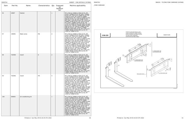 Manitou Telehandler ML 635 TURBO S3 E2 Parts Catalog 547848 1
