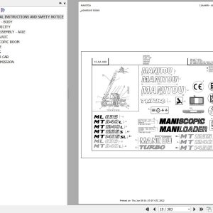 Manitou Telehandler ML 635 TURBO S3 E3 Parts Catalog 547986