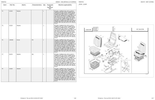 Manitou Telehandler ML 635 TURBO S3 E3 Parts Catalog 547986 1