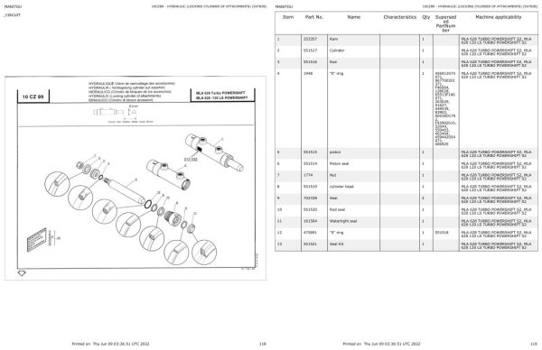 Manitou Telehandler MLA 628 TURBO POWERSHIFT S2 Parts Catalog 547799 2