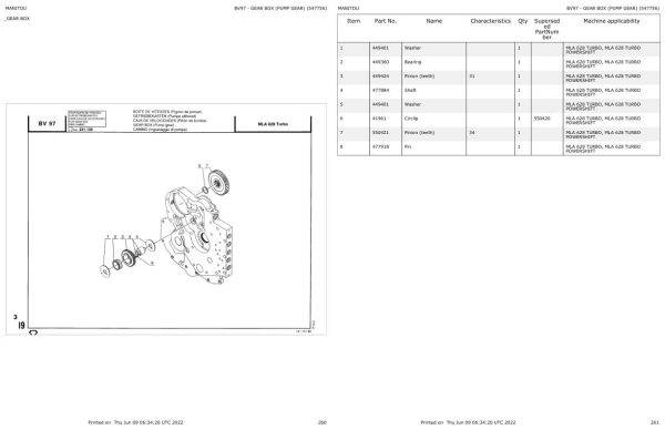 Manitou Telehandler MLA 628 TURBO Parts Catalog 547756 1