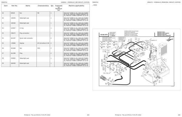 Manitou Telehandler MLB 625 TURBO CONFORT EX S1 E2 Parts Catalog 547878 1