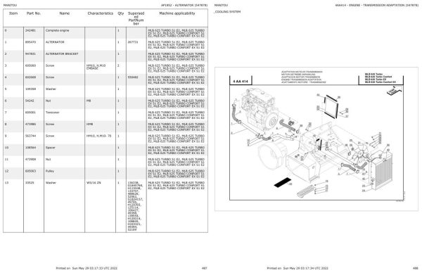 Manitou Telehandler MLB 625 TURBO S1 E2 Parts Catalog 547878 1