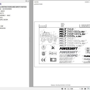 Manitou Telehandler MLT 1035 L TURBO LSU S3 E2 Parts Catalog 547971