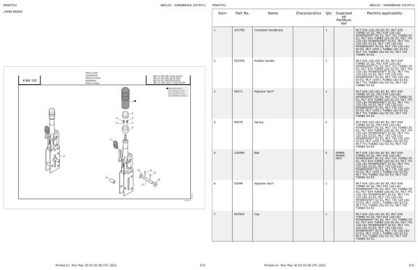 Manitou Telehandler MLT 1035 L TURBO LSU S3 E2 Parts Catalog 547971 1