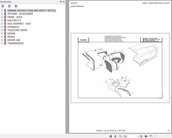 Manitou Telehandler MLT 1035 L TURBO LSU S4 E3 Parts Catalog 547977