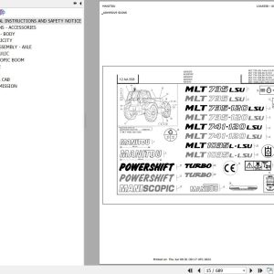 Manitou Telehandler MLT 1035 L TURBO LSU S5 E3 Parts Catalog 647056