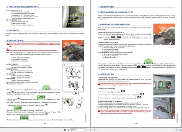 Manitou Telescopic Handlers MLT625 75H Series 1 E3 Operator Manual 1