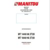 Manitou Telescopic Handlers MT1440HAST3B MT1840HAST3B Operator Manual 647103
