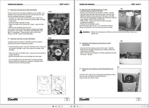 Manitou Telescopic Handlers MVT 665T Operator Parts Manual 648342 EN 1