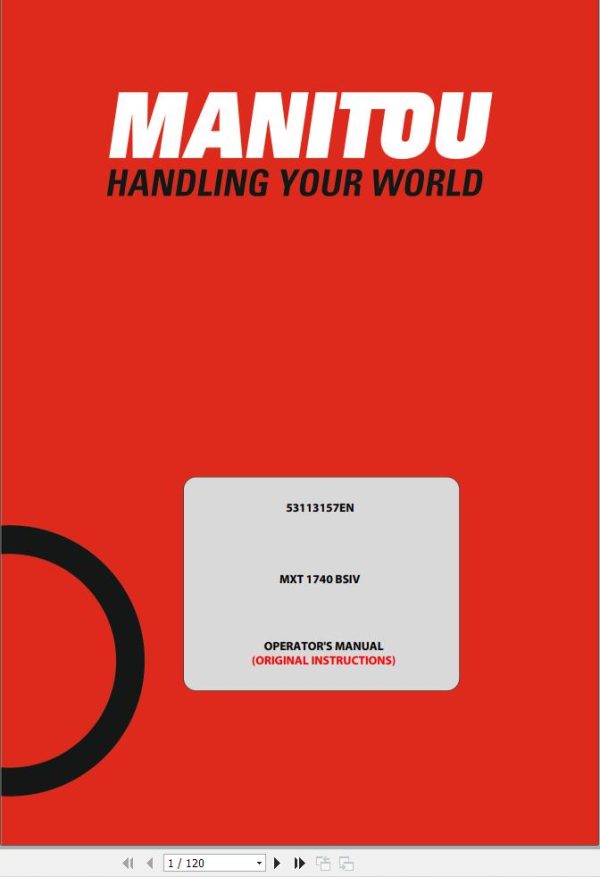 Manitou Telescopic Handlers MXT 1740 BSIV Operators Manual 53113157 EN