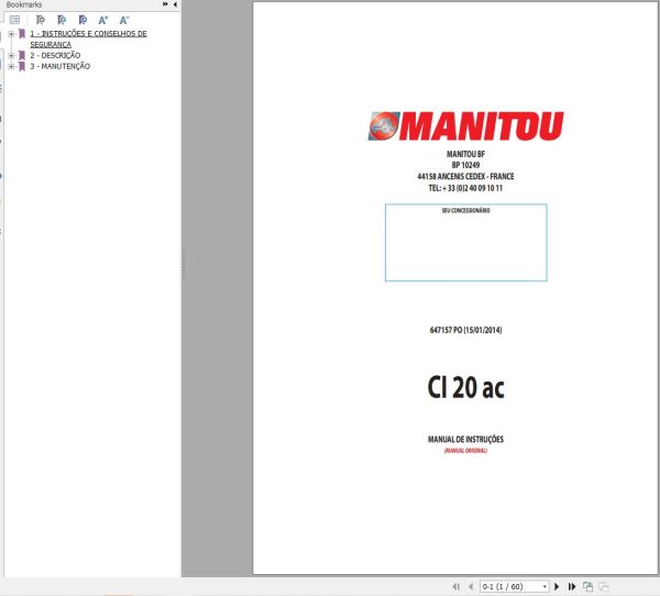Manitou Warehousing CI20ac Operators Manual 647157 PT