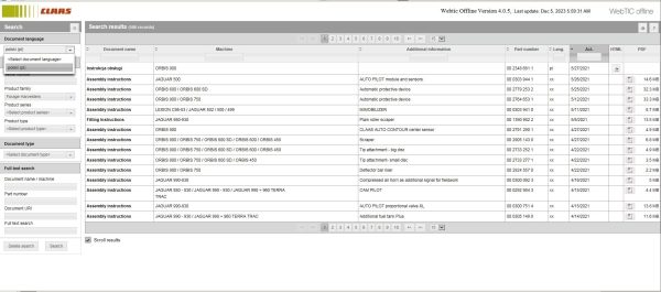 Webtic  PL CLAAS WebTIC Offline PL 09.2024 Operator Repair Schematic Service Documentation