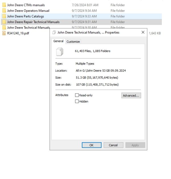 John Deere Machine Collection 51.3 GB PDF Operator Technical ManualsParts Catalog 1