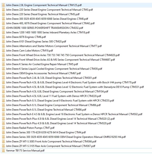 John Deere Machine Collection 51.3 GB PDF Operator Technical ManualsParts Catalog 2