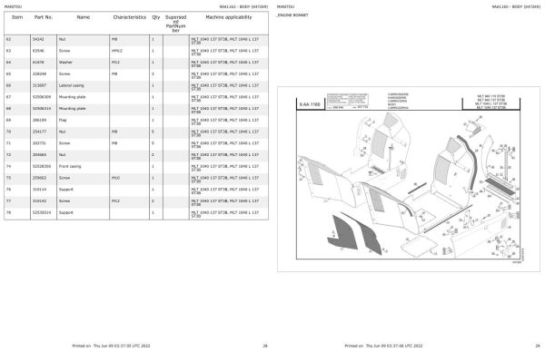 Manitou Telehandler MLT 1040 137 ST3B Parts Catalog 647139 1