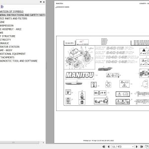 Manitou Telehandler MLT 1040 145 PS JD ST4 S2 Parts Catalog 647671