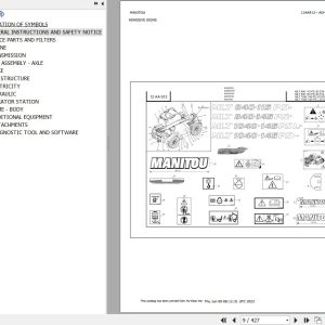 Manitou Telehandler MLT 1040 145 PS L JD ST4 S1 Parts Catalog 647600