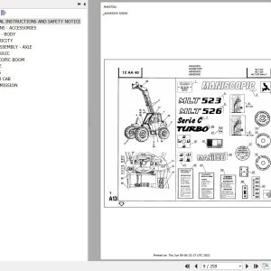 Manitou Telehandler MLT 523 SERIE C S2 Parts Catalog 547025