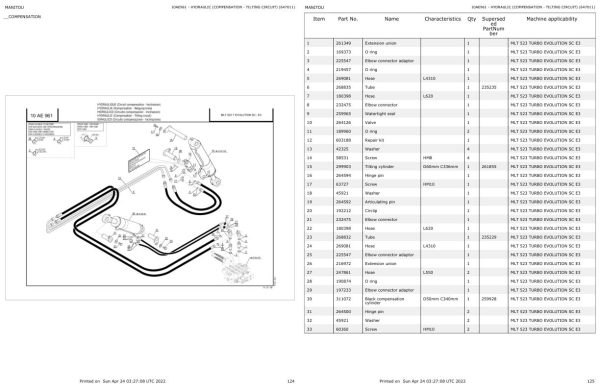 Manitou Telehandler MLT 523 TURBO EVOLUTION SC E3 Parts Catalog 647011 1