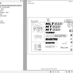Manitou Telehandler MLT 523 TURBO MONO ULTRA SB E2 Parts Catalog 547896