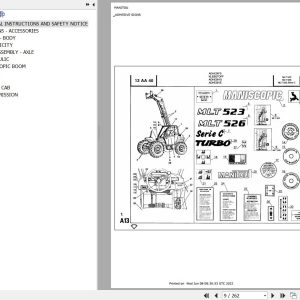 Manitou Telehandler MLT 523 TURBO S2 Parts Catalog 547025