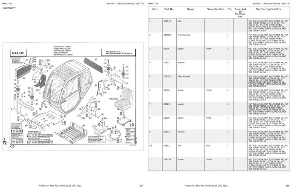 Manitou Telehandler MLT 526 20 SA Parts Catalog 547777 1