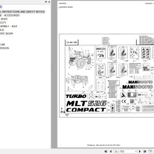 Manitou Telehandler MLT 526 TURBO MONO ULTRA SA Parts Catalog 547777
