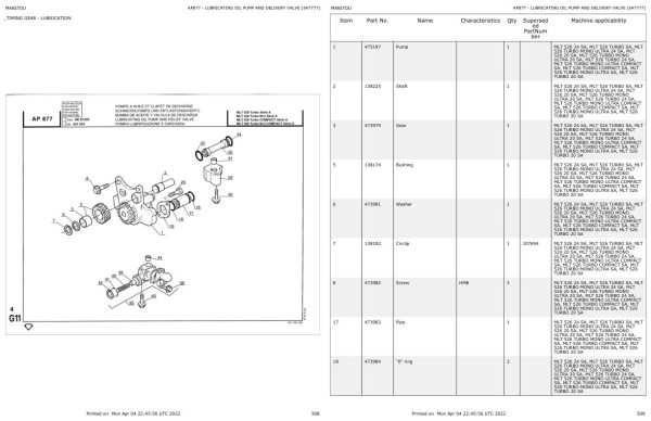 Manitou Telehandler MLT 526 TURBO MONO ULTRA SA Parts Catalog 547777 1