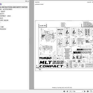 Manitou Telehandler MLT 526 TURBO Parts Catalog 547777
