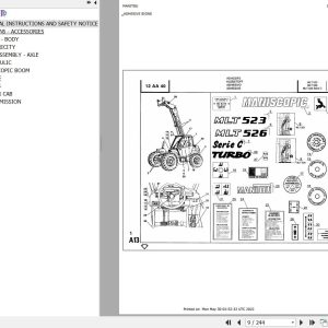 Manitou Telehandler MLT 526 TURBO S2 Parts Catalog 547025
