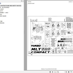 Manitou Telehandler MLT 526 TURBO SA Parts Catalog 547777