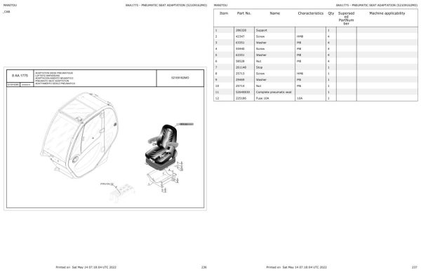 Manitou Telehandler MLT 625 H 75K ST5 S1 Parts Catalog 647731 1