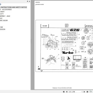Manitou Telehandler MLT 626 Parts Catalog 47904