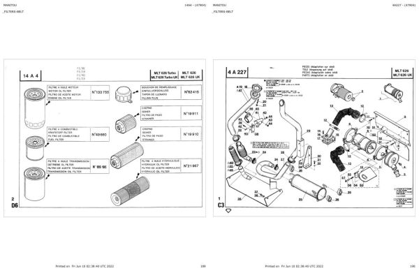 Manitou Telehandler MLT 626 Parts Catalog 47904 1