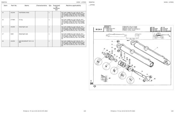 Manitou Telehandler MLT 626 TURBO S2 Parts Catalog 47949 1
