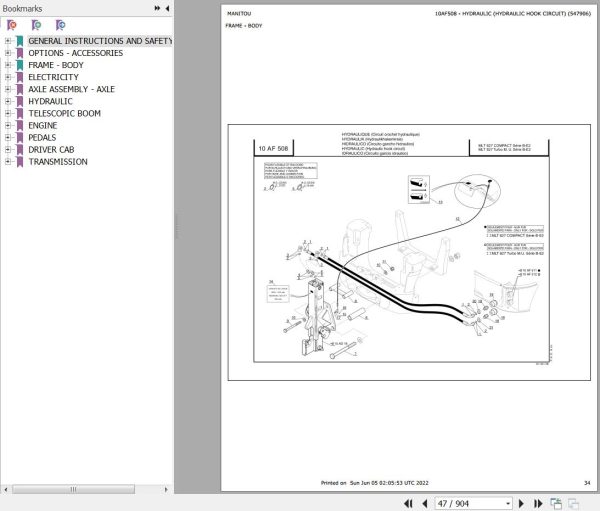 Manitou Telehandler MLT 627 TURBO MONO ULTRA SB E2 Parts Catalog 547884
