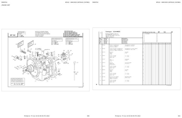 Manitou Telehandler MLT 627 TURBO SB E2 Parts Catalog 547884 1