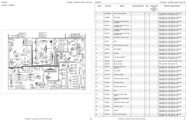 Manitou Telehandler MLT 629 24P ST3 Parts Catalog 647178 1