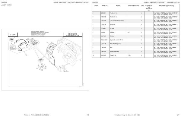 Manitou Telehandler MLT 629 24P ST3B Parts Catalog 647178 1